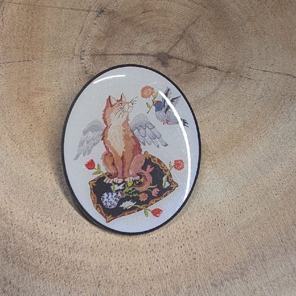 Valerie Hegarty Cat with Wings enamel pin - Picture 3 of 5